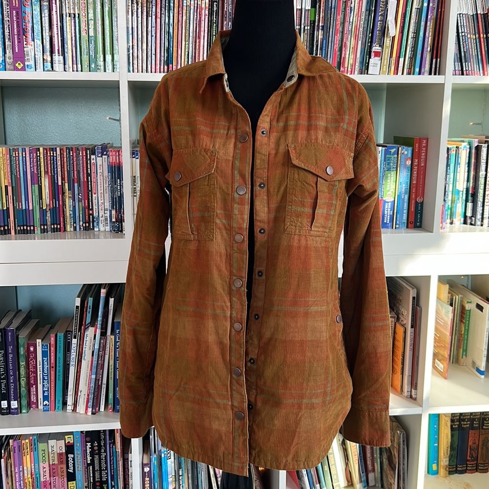 Prana lined flannel plaid shacket with pockets organic cotton